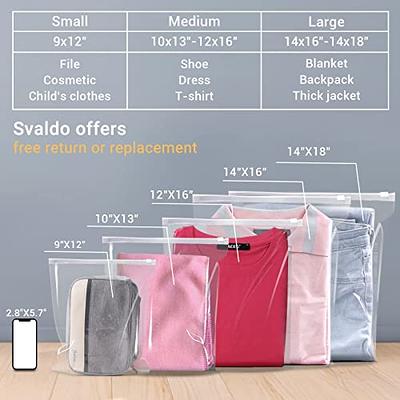 Svaldo Clear Zipper Bags Resealable for Clothes, 3 Mil Thick 12x16 inch  Large Plastic Mailers Travel for Clothing, 50 Pcs Self Seal Apparel Poly  Bags for Sweaters, Jeans Shipping - Yahoo Shopping