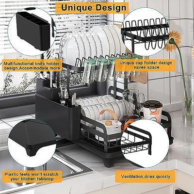 MAJALiS Dish Drying Rack Drainboard Set, Large 2 Tier Stainless Steel Dish  Racks with Drainage, Win 