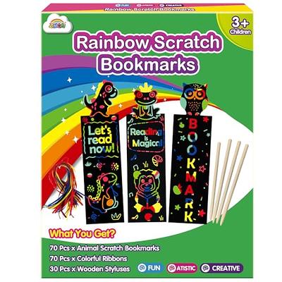 ZMLM Animal Scratch Bookmark for Kids: 70 Pcs 14 Style Magic Scratch  Rainbow Bookmarks Making Kit