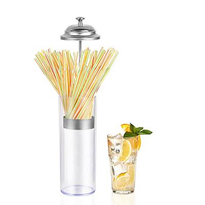 Straw Dispenser Drinking Straw Organizer Container with Stainless Steel Lid  Transparent Drinking Straw Holder Striped Straw Drinking Straw for Kitchen  Bar Living Room 