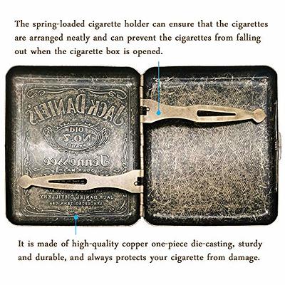 YHOUSE Cigarette Case - Retro Metal Cigarette Box Double Sided Spring Clip  Open Pocket Holder for 20 Cigarettes (Golden)