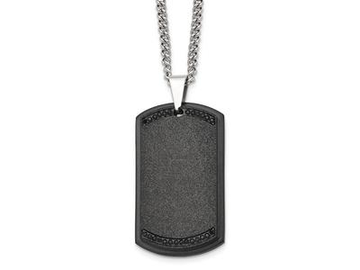 Arista Cubic Zirconia Men's Dog Tag Pendant in Gold Plated Stainless Steel,  24 