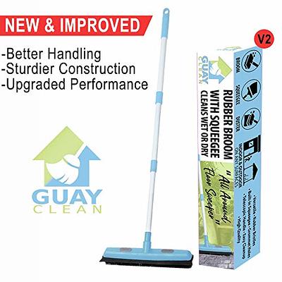 Rubber Broom Carpet Rake Pet Hair Remover Broom with Squeegee Extension  Push Broom for Carpet Hardwood Floor Tile Windows Cleaning