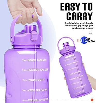 2 Litre Water Bottle with Straw, Sports Water Bottles with Handle, Leak Proof Drinks Bottle BPA Free for Gym Fitness Outdoor Sports, Purple