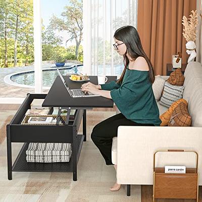 WLIVE Wood Lift Top Coffee Table with Hidden Compartment and Adjustable  Storage Shelf, Lift Tabletop Dining Table for Home Living Room, Office