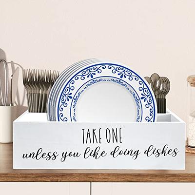 Paper Plate Dispenser for Kitchen Countertop, Paper Plate Organizer Take  One or Do the Dishes Paper Plate Holder, Disposable Dish Holder for