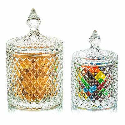 SOCOSY Vintage Crystal Glass Candy Jar with Lid Food Jar Nut Jar Jewelry  Box Wedding Candy Buffet Jars Kitchen Storage Assorted Color 24 oz