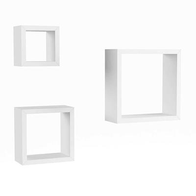 Lavish Home Decorative Floating Cube Wall Shelves in White (Set of