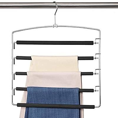 Pants Hangers Space Saving Pants Rack, Magic Metal Space Saver Pant Hangers,  5 Layered Multifunctional Pants Hanger, Non Slip Open End Trouser Jean  Hangers for … in 2023