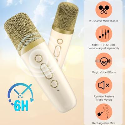  Mini Karaoke Machine with 2 Wireless Microphones, Kids