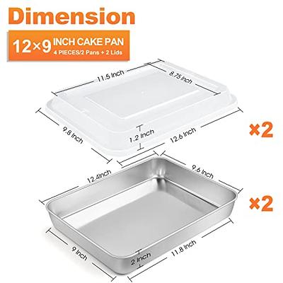 TeamFar 9 x 9 Inch Square Cake Pan, Stainless Steel Square Baking Pan with  Lid for Brownie Lasagna, Non-Toxic & Heavy Duty, One Piece & Smooth