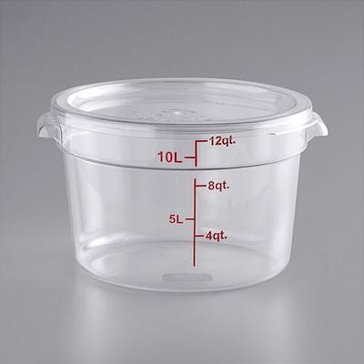 Vigor 4 Qt. Clear Round Polycarbonate Food Storage Container and Green Lid
