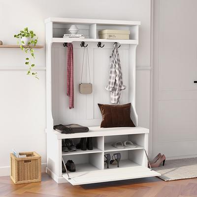 Entryway 4-tier Shoe Shelf with Drawers, Coat Rack, One Set Entryway Shoe  Rack with Storage and Hooks - Yahoo Shopping
