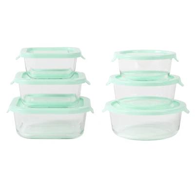 Martha Stewart 3-Piece Plastic Stackable Container Set, Mint Green