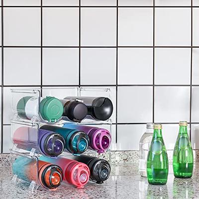 2 Pack Stackable Bottle Holder Storage Rack, Vtopmart Plastic Water Bottle  Organizer, Clear