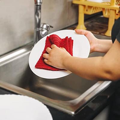 ORMYSA 8 Pack Kitchen Dish Cloths for Washing Dishes - Red White