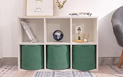 laughbird Cube Shelf Small Storage Baskets for Organizing Cotton Rope  basket|Woven Baskets for Storage Shelf|Decorative Basket & Closet Baskets  for