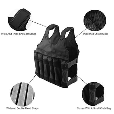 Adjustable Weighted Vest Weight Jacket Oxford Exercise Weight Loading Cloth  Strength Training 110lb Max.