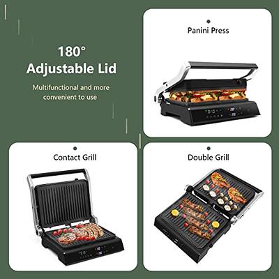 OVENTE Electric Indoor Grill with 13x10 Inch Non-Stick Cooking Surface,  1000W Fast Heat Up Power, Adjustable Temperature, Removable and Dishwasher