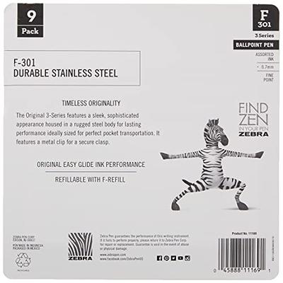 Zebra Pen F-301 Stainless Steel Ballpoint Pens - Fine Pen Point