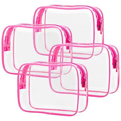 Clear Travel Bags for Toiletries, Lightweight Clear Toiletry Bag,  Multipurpose Transparent TSA Cosmetic Bag Clear Pouch For Traveling, pink