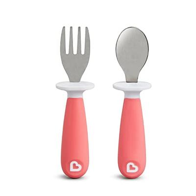 Toddler Utensils with Travel Case, Baby Spoon and Fork Set for Self-Feeding  Learning Bendable Handle Silverware for Kid Children (2 Set, Purple&Pink)