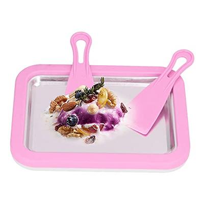 Ice Cream Plate For Making Ice Cream, Rolled Ice Cream Maker With 2  Spatulas For Gelato, Sorbet, Frozen Yogurt