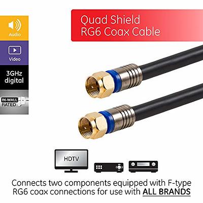 35 Feet, White - RG6 Coax Cable for TV - Digital Coaxial Cable for TV - 35  FT Coaxial Cable for Internet - CL2 Digital Coax Cable RG6 