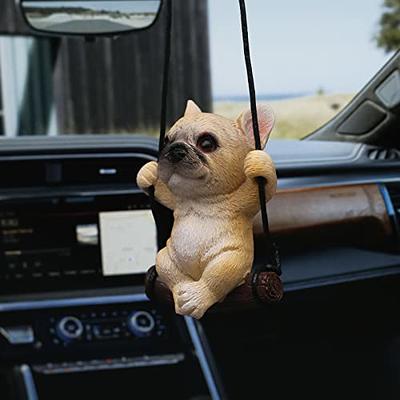 Bulldog Car Pendant Interior, Resin Animal Figurines Car Mirror