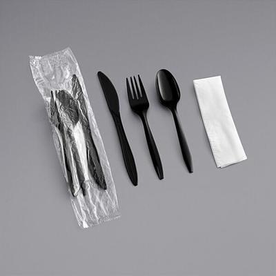 Visions Individually Wrapped Clear Heavy Weight Cutlery Pack with Napkin -  500/Case