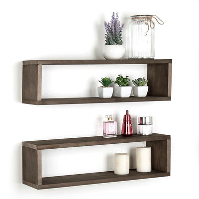 Wall-Mounted Wood Shadow Box Shelves, Brown