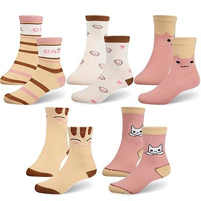  Cozi Foot 5 Pairs Little Big Girls Socks Cotton Soft Cute Kids  Crew Socks (6-8 Years, C01-Flower): Clothing, Shoes & Jewelry