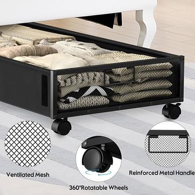 Uyokcnie Under Bed Storage Containers, Under Bed Shoe Storage With Wheels,  Foldable Bedroom Storage Organization with Handles, Under Bed Storage Bins