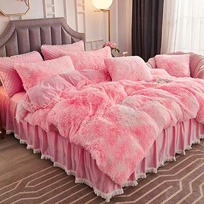 Uhamho Faux Fur Velvet Fluffy Bedding Duvet Cover Set Down Comforter Quilt  Cover