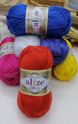 ALIZE DIVA Silk Effect, Microfiber Acrylic Yarn, 4 Ply Sport