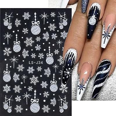 Winter Nails Snowflake Nail Art Christmas Nail Design Glitter