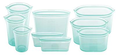 Reusable Silicone 3-Piece Cup Set - Small 8 oz., Medium 16 oz., Large 24 oz. Zippered Storage Containers in Teal