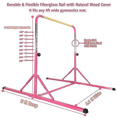 PreGymnastic No Wobble Gymnastics Bar, 6ft Long Base Gymnastic bar for  Kids, Super Easy Folding Gymnastics Bar, Adjustable Gymnastics Kip Bar for  Kids (Hot Pink) - Yahoo Shopping