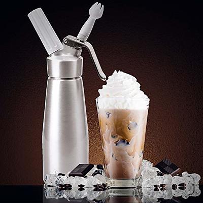 Professional Whipped Cream Dispenser 250ml Aluminum Cream Whipper, Durable  Stainless Steel Coffee Spoon, 3 Decorating Nozzles, Charger Holder and  Cleaning Brush (N2O Cartridge not Included) - Yahoo Shopping