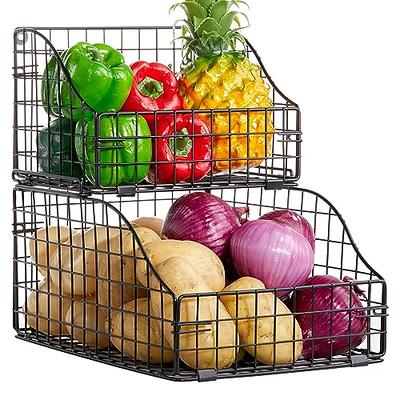 LiteViso 2pcs Large Fruit Basket Onion Storage Wire Baskets with