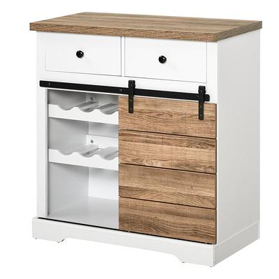 Seafuloy Black Wood Bar Cabinet with Wine Racks Storage Server  WF285318AAB-1 - The Home Depot