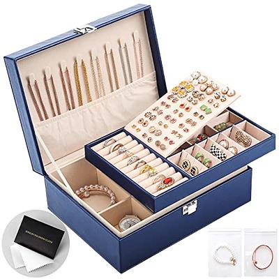 2 Layers Jewelry Box Organizer Large Capacity Ring Earring Necklace Storage  Case
