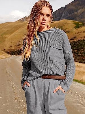 ANRABESS Women's Two Piece Outfits Sweater Sets Long Sleeve Knit Pullover  Tops Casual Pants Soft Travel Matching Sets Loungewear 2023 Fall Fashion  Clothes 1082shenhui-XL Light Grey - Yahoo Shopping
