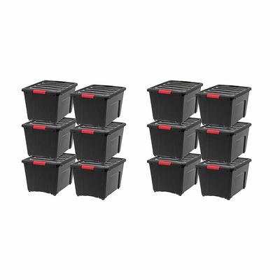 Rubbermaid Roughneck 31 Qt/ 7.75 Gal Clear Stackable Storage Containers w/Grey Lids, 6-Pack, Clear and Grey