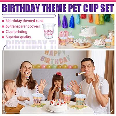 16 Pack Reusable Happy Birthday Party Cups for Women, Birthday Squad Plastic  Tumblers for Adults (White, 16 oz)