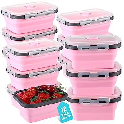 Annaklin Collapsible Food Storage Containers with Lids & Vent, 11.8 oz,  Kitchen Stacking Silicone Collapsible Meal Prep Container Set for Leftover