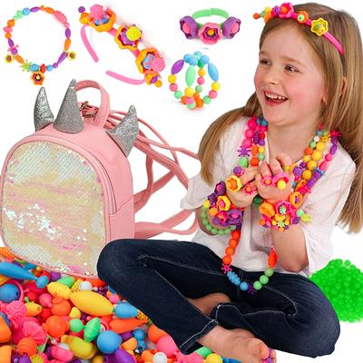 FUNZBO 620+ Snap Pop Beads Kit- Kids Jewelry Making Kit with Bracelets,  Headbands & Rings, Arts and Crafts Kit, Crafts for Kids Ages 4-8, Crafts  for Girls, Toys for Girls Age 4-5