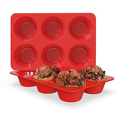 SILIVO Silicone Jumbo Muffin Pans Nonstick 6 Cup(2 Pack) - 3.5