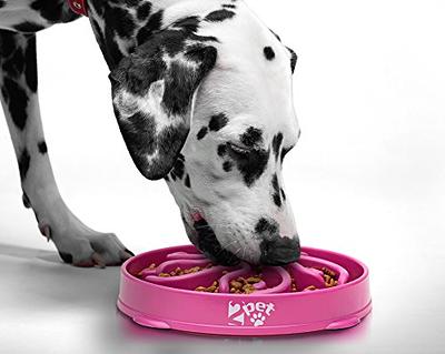 KOFPAR 2 Cup Ceramic Slow Feeder Dog Bowl, 8'' Slow Feeding Dog Dishes  Medium Large Breed, Slow Eating Bowl for Fast Eater Anti-Choking Form  Healthy