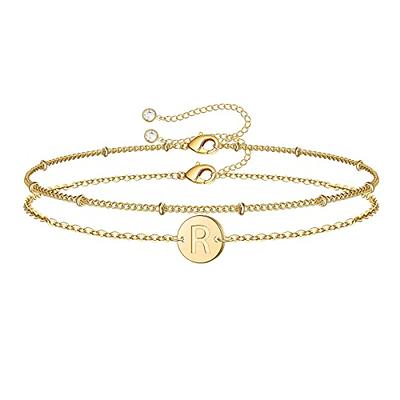 MiniJewelry Love Heart Gold Letter A-Z Initial Cuff Bracelets